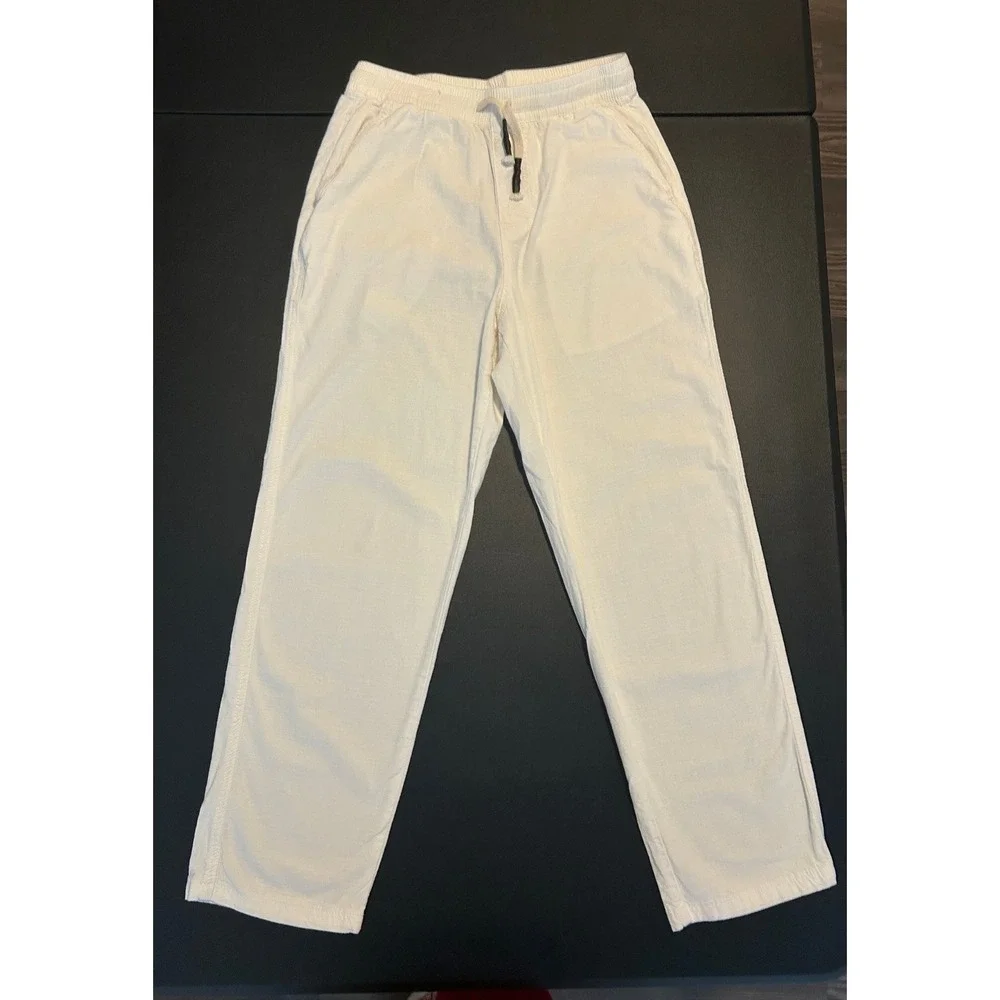 Portrait Menswear White Cotton Drawstring Beach Pants Mens Size 30 1512